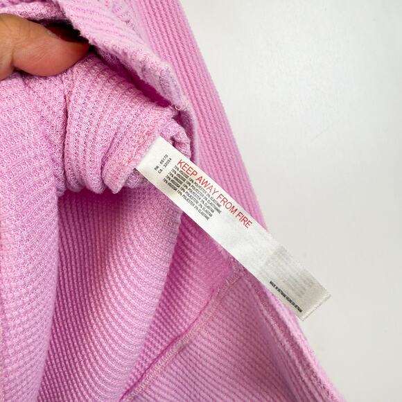 Anthropologie Daily Practice Boat Neck Waffle Knit Sweatshirt Pink - 2XS XXS - Picture 4 of 7